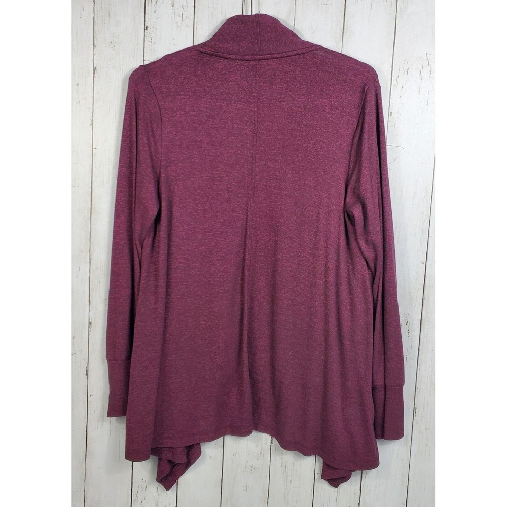 Style & Co Cardigan Sweater Womens Medium Burgundy Duster Open Front Pockets - Picture 2 of 11